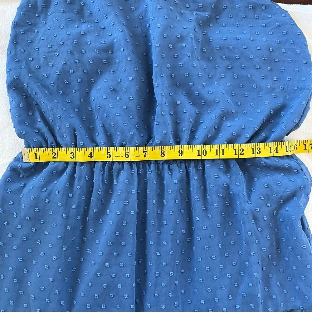 NWT Soft blue Swiss dot halter tiered sleeveless maxi dress size Large - Picture 8 of 8